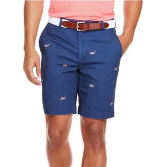 VINEYARD VINES MENS WHALE AMERICA EMBROIDERED FLAG SHORTS NAVY BLUE SIZE 32 - Picture 1 of 5